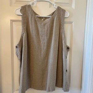 Tan Sleeveless Linen Blend Top